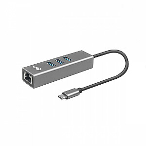 Adapteris USB C - RJ45 + 3xUSB A - 1000 Mbps