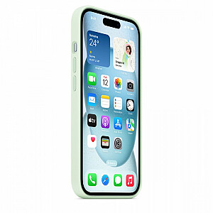 Силиконовый чехол с MagSafe для iPhone 15 - пастельно-мятный