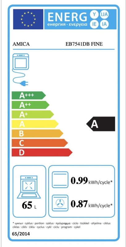 Amica ES37517 Fine 65 л 3100 Вт Встраиваемая духовка Черный A