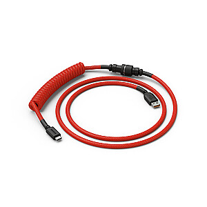 Lielisks savīts kabelis, tumšsarkans, USB-C uz USB-A, 1,37 m — sarkans/melns