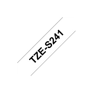 Brother TZe-S241 Ламинированная лента с сильным клейким слоем, черный на белом, TZe, 8 м, 1,8 см
