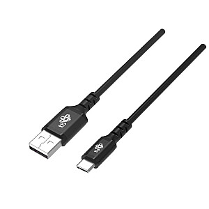 USB-USB C kabelis 1,5 m, silikons, melns