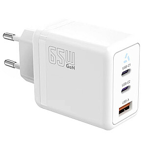 2x USB C + USB A зарядное устройство Power Delivery, белое, GaN 65 Вт