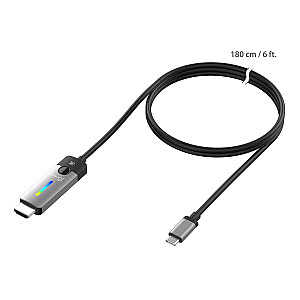 j5izveidot adapteri no USB-C uz HDMI 2.1 8K kabelis (USB-C m līdz 8K HDMI m 1,8 m; krāsa: sudraba-melna) JCC157-N