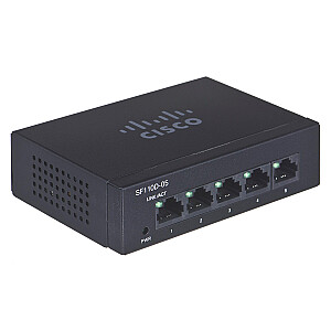Cisco Small Business SF110D-05 Unmanaged L2 Fast Ethernet (10/100), melns