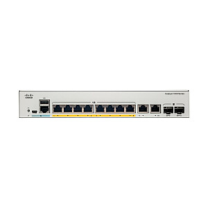 Cisco Catalyst 1000-8T-E-2G-L tīkla slēdzis, 8 gigabitu Ethernet (GbE) porti, 2 1 G SFP/RJ-45 kombinētie porti, darbība bez ventilatora, ārējais barošanas avots, pagarināta ierobežotā mūža garantija (C1000-8T-E- 2 G) -L)