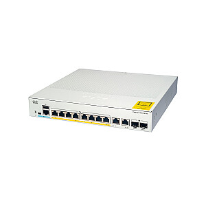Сетевой коммутатор Cisco Catalyst 1000-8FP-E-2G-L, 8 портов Gigabit Ethernet PoE+, бюджет PoE 120 Вт, два комбинированных порта 1 G SFP/RJ-45, безвентиляторная работа, расширенная ограниченная пожизненная гарантия (C1000-8FP-E-2G) -Л)