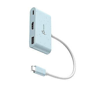 j5izveidojiet JCA379EC — USB-C® — HDMI™ un USB™ A tips ar strāvas padevi