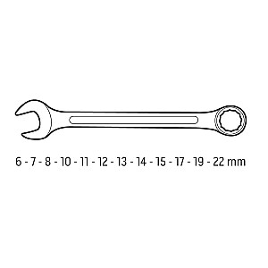 Neo Tools uzgriežņu atslēgas 6-22 mm, komplektā 12 gab.