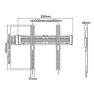 Maclean MC-643 B Regulējams TV sienas stiprinājums LED LCD PLASMA 30kg 33-55 collas