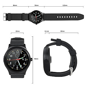 Viedpulkstenis viedais pulkstenis RS100 NanoRS Bluetooth pedometrs miega monitors, sirdsdarbības mērīšana, melns