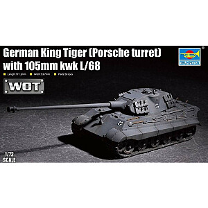 King Tiger plastmasas modeļu komplekts ar 105 mm kWh Porsche L/68 tornīti