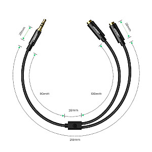 Ugrenn AV123 headphone cable 3.5 mm minijack (male) - 2x 3.5 mm minijack (female) - black
