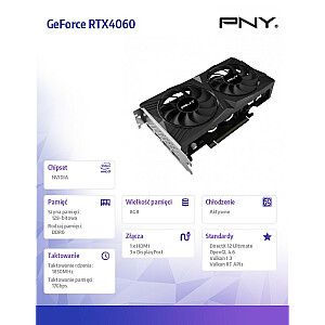 Видеокарта GeForce RTX 4060 8 ГБ Verto с двумя вентиляторами DLSS 3