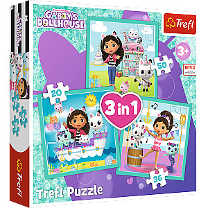 TREFL GABBY´S DOLLHOUSE Pužļu komplekts 3in1