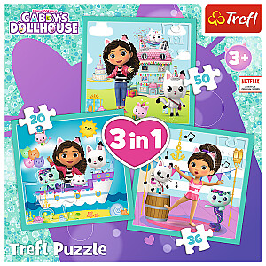 TREFL GABBY´S DOLLHOUSE Pužļu komplekts 3in1