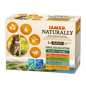 IAMS Naturally Adult Land and Sea kolekcija - mitrā kaķu barība - 12 x 85g