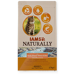 IAMS Naturally Adult Ziemeļatlantijas lasis un rīsi - sausā kaķu barība - 2,7 kg