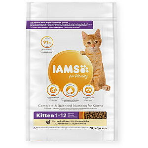 IAMS for Vitality Kitten Fresh ar vistu - sausā barība kaķiem - 10kg