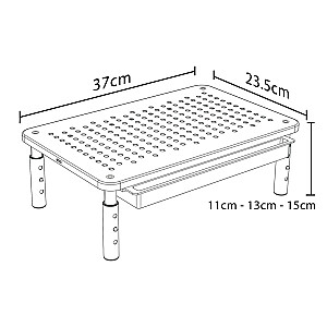 Maclean MC-946 klēpjdatora monitora statīvs, 13-32 collu diagonāle, 3 līmeņu augstuma regulēšana, atvilktne līdz 20 kg, izturīga ventilācija