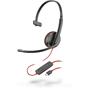 POLY Blackwire C3210 Гарнитура Проводная повязка на голову Звонки/Музыка USB Type-C Черный, Красный