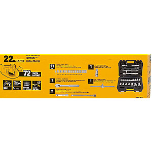 DEWALT ATSLĒGU KOMPLEKTS 22el. 1/2"