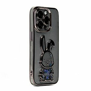 iLike Apple iPhone 15 Pro Max Silicone Case Print Desire Rabbit Black