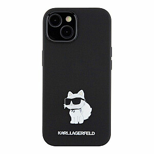 Karl Lagerfeld Apple iPhone 15 Liquid silicone NFT Choupette metal pin Hard Black