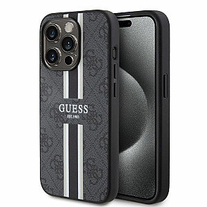 Guess Apple iPhone 15 Pro Case Cover 4G Printed Stripes Black
