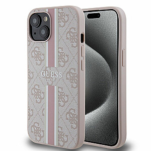 Guess Apple iPhone 15 Case Cover 4G Printed Stripes Pink