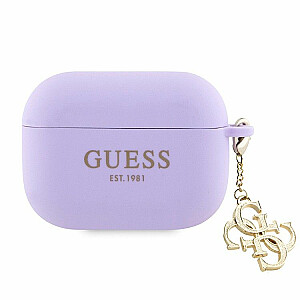 Guess Apple Airpods Pro Case Silicone Classic Logo Gold With 4G Charm Purple