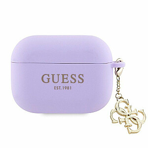 Guess - Airpods 3 Case Silicone Classic Logo Gold With 4G Charm Purple