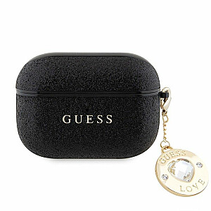 Guess Apple Airpods Pro Case Fixed Glitter With Heart Diamond Charm Black