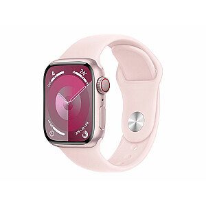 Apple Watch Series 9 GPS + Cellular, розовый алюминиевый корпус, 41 мм, светло-розовый спортивный ремешок — S/M