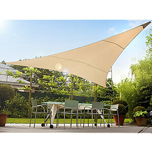 GreenBlue UV ēnota dārza bura, poliesters, 3,6 m trīsstūris, krēmkrāsas, ūdeni atgrūdoša apdare, GB500