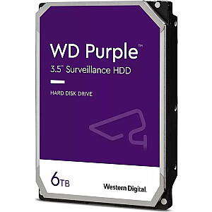 WD Purple 6 TB, 3,5 collas, SATA III (6 Gb/s) servera diskdzinis (WD64PURZ)