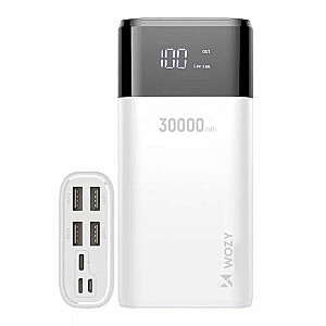 Wozinsky W30WH Зарядное устройство Mega Power Bank 30000 мАч, 4x USB-выхода / микро-USB Type C с подсветкой (входом), белый