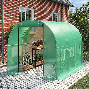 Плёнка для тепличных тоннелей с окнами зелёной москитной сеткой, 2х3х2м