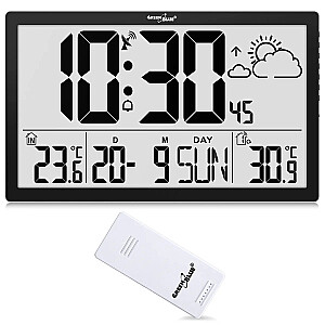 GreenBlue īpaši lielais LCD sienas pulkstenis Temperatūras datums GB218