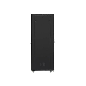 Отдельностоящий стоечный шкаф 19 дюймов 47U 800х1000мм, перфорированные дверцы ЖК-дисплея (FLAT PACK) черный
