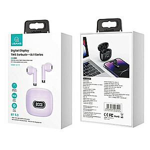 Bluetooth 5.3 TWS IA II austiņas ar LED gaismu, violeta