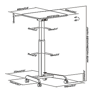 Стол для ноутбука Maclean, регулируемый по высоте, для работы стоя, максимальная высота 113 см, MC-892B