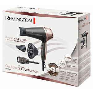 Remington D5706 Curl & Straight Confidence Ionic Hair Dryer, Grey/Pink Remington
