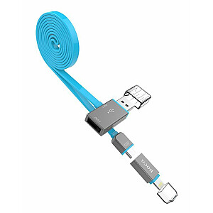 Hoco UPL03 Share line яблоко + микро USB синий