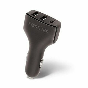 Универсальное автомобильное зарядное устройство Forever USB CC-05 2xUSB&type-C 4.8A Черный