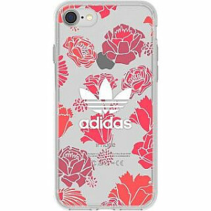 Adidas Apple iPhone 6/6s/7/8 Прозрачный чехол с цветами Красный