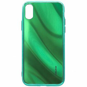 Evelatus Apple iPhone X/XS Water Ripple Full Color Electroplating Tempered Glass Case Green