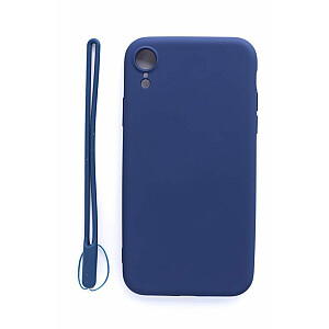Evelatus Apple iPhone XR Soft Touch Silicone Case with Strap Dark Blue