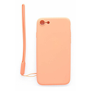 Мягкий силиконовый чехол Evelatus для Apple iPhone 7/8 с ремешком, розовый