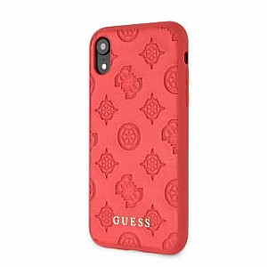 Guess Apple iPhone XR Debossed PU Leather Hard Case Peony Red